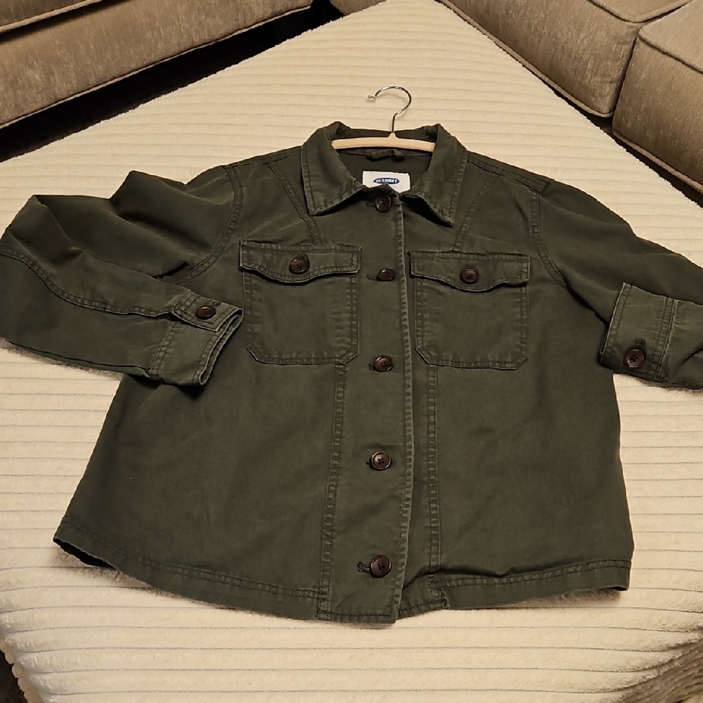 Old Navy Size small petite olive green Button-Up Jacket